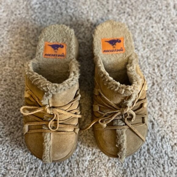 Vintage Rocket Dog Tan Mules Faux Sherpa Lined - Picture 1 of 6